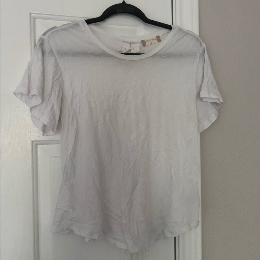 Altar'd State White Short Sleeve Tee with Laced Tie Back